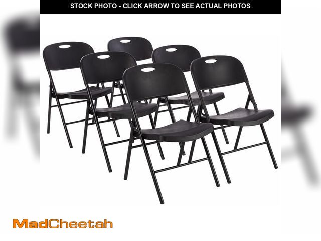 Lot 74-12692931 - Basics Sturdy Foldable Plastic Chair, Portable, 350-Pound Capacity, Black, 6-Pack - UNUSED