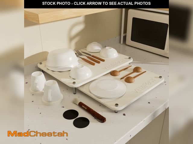 Lot 74-14151540 - Pearl White 2PCs Large Drying Stone for Kitchen Counter, Stone Dish Drying Mat for Kitchen Counter, ...