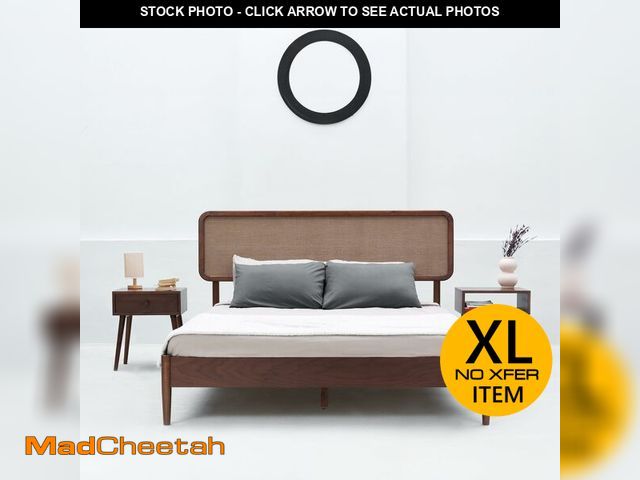 Lot 74-13647719 - NTC Lupin Wooden Bed Frame with Headboard, Crafted from Walnut, Rubber Wood with Silent Slats and Wo...