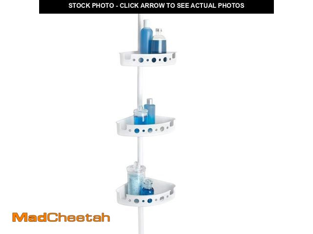 Lot 74-14280543 - Glacier Bay 3-Tier Tension Corner Pole Shower Caddy in White - USED