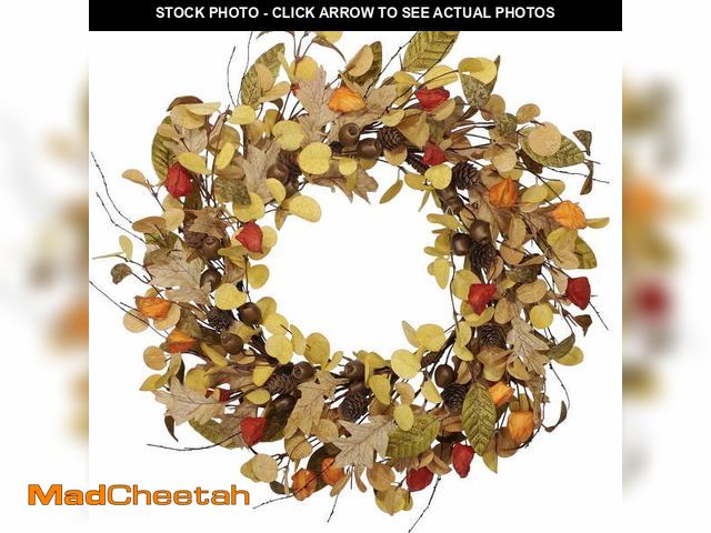 Lot 74-14434732 - Scidweet Fall Wreath for Front Door Decor, 20" Artificial Eucalyptus Leaves Pinecone Autumn Wreath F...