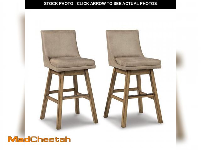 Lot 74-12199879 - Signature Design by Ashley Tallenger 30" Upholstered Pub Height Bar Stool, 2 Count, Beige - UNUSED