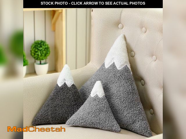 Lot 74-14385012 - Shellwei 3 Pcs Mountain Shaped Decorative Pillow Sherpa Cute Nursery Playroom Pillow Grey and White ...