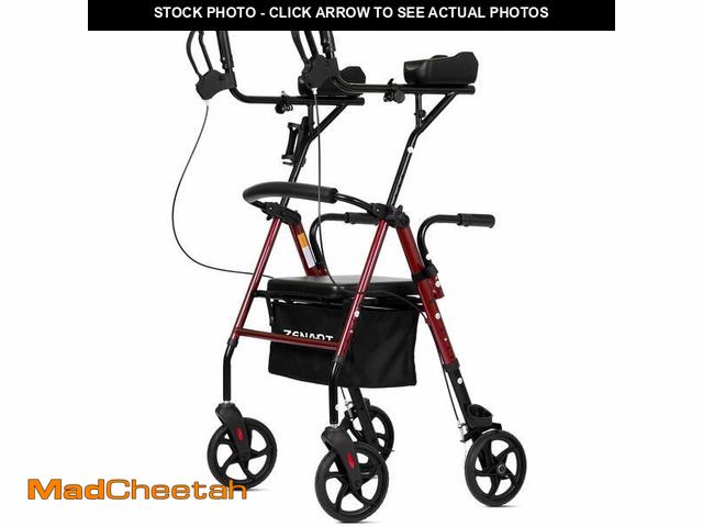 Lot 74-12550124 - ZENART Upright Rollator Walker for Seniors, Foldable Stand up Rolling Mobility aids with Padded Seat...