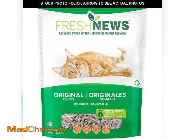 Lot 74-14067284 - Fresh News Recycled Paper Original Pellet Cat Litter, 25 Pound, Non-Clumping, Unscented, Made in USA...