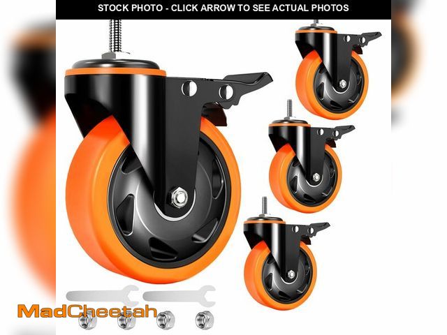 Lot 74-14143766 - 4 inch Stem Caster Wheels 2000lbs, Threaded Stem Casters Set of 4 Heavy Duty,3/8"-16 x 1(Stem Diamet...