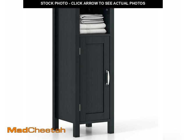 Lot 74-12764133 - Bathroom Floor Storage Cabinet With Anti-Tipping Device, 3-Height Adjustable Shelf, Wood Freestandin...