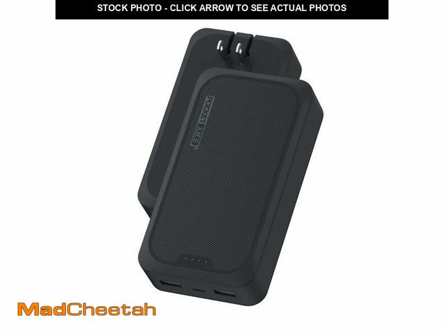 Lot 74-12886243 - Pocket Juice Endurance AC 10,000mAh, Portable Power Bank Charger with Built-in Wall Plug, Black - UN...