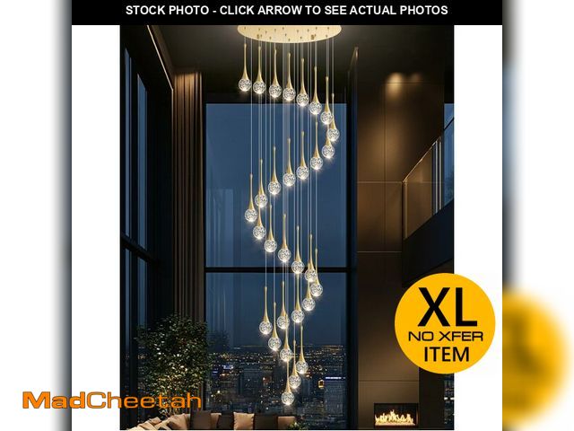 Lot 74-13119444 - 30 Light Modern Glam Crystal Chandelier for High Ceiling LED Dimmable Ceiling Pendant Light Staircas...