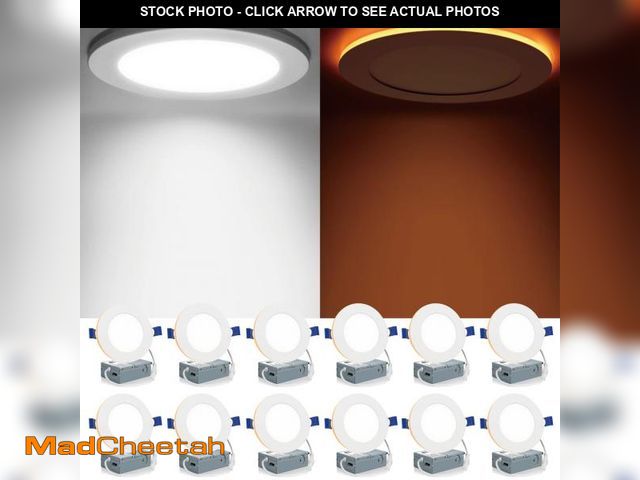Lot 74-12117933 - Meconard 12 Pack 4 Inch 5CCT LED Canless Recessed Lighting with Night Light, 2700K/3000K/3500K/4000K...