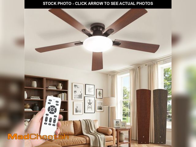 Lot 74-14263908 - 52 Inch Ceiling Fan with Lights and Remote, 30W 12" LED Panel Flush Mount Ceiling Fan, 6-Speed Quiet...