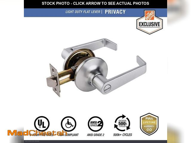 Lot 74-14314764 - Universal Hardware Light Duty Commercial Privacy (bed/bath) Lever, ADA, UL 3-Hour Fire, ANSI Grade 2...