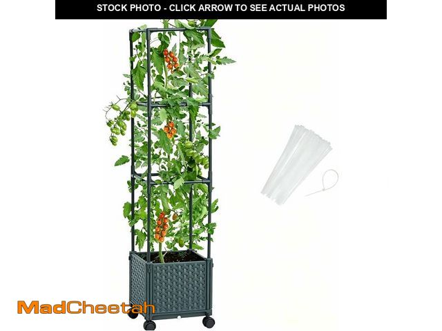 Lot 74-14210827 - LINEX Raised Garden Bed Planter Box with Trellis, 41.3Ã¢â¬Â Tomato Planters for Climbing Plants Ve...