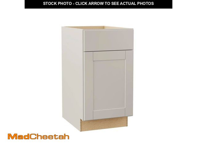 Lot 74-13690523 - Hampton Bay Shaker 18 in. W x 24 in. D x 34.5 in. H Assembled Base Kitchen Cabinet in Dove Gray - UN...