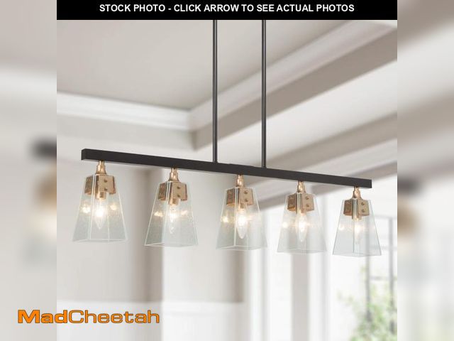 Lot 74-12210817 - KSANA Gold Chandelier, 5-Light Modern Farmhouse Chandelier for Dining Room, Kitchen Island with Seed...