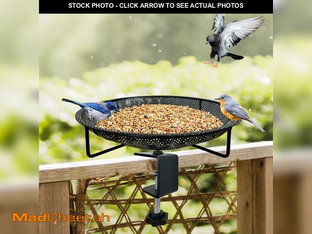 Lot 74-12710832 - CQAIRIOU Premium Deck Railing Bird Feeder Tray for Balcony,11.8" Stainless Steel Large Platform Bird...