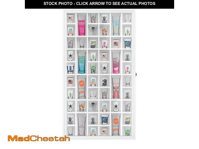 Lot 74-14354381 - ILOT Shot Glass Display Cabinet Solid Wood - Large Display Case for Collectibles | Man Cave Accessor...