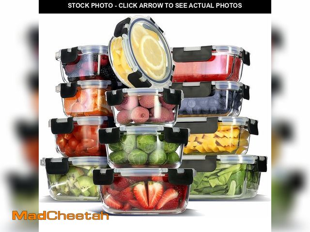 Lot 74-13697952 - EATEX 24pc Glass Storage Containers with Lids, 12 Set Glass Food Storage Containers with 12 Airtight...