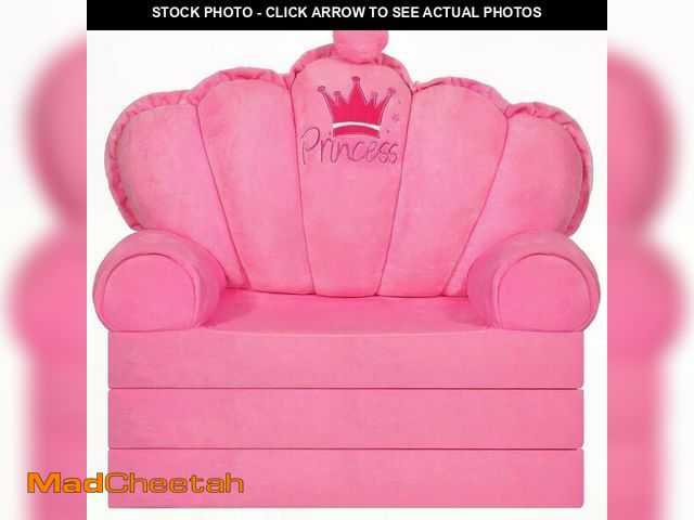 Lot 74-13709738 - harhoers Pink Princess Toddler Couch Fold Out, 2-in-1 Foldable Sofa Bed &amp; Chair for Kids 1-5, Co...