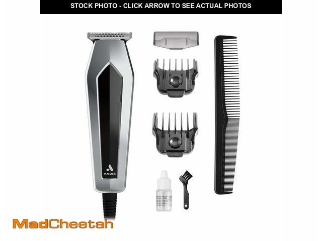 Lot 74-12860793 - Andis UltraTrim Corded T-Blade Trimmer, 7-Piece Kit Includes 2 Guards with 10 Lengths, Black/Silver ...