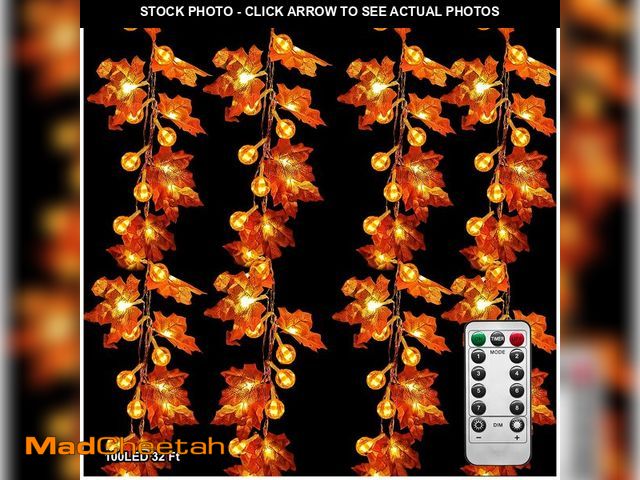 Lot 74-12973231 - Hongtang 32Ft Fall Decor Lighted Maple Leaf Garlands Thanksgiving Halloween Fall Decorations,100 LED...
