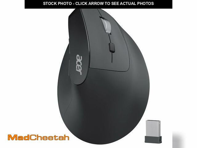 Lot 74-14056327 - Acer Ergonomic Mouse Wireless, Adjustable DPI Vertical Mouse 1000/1200/1600 with 6 Buttons, Recharge...