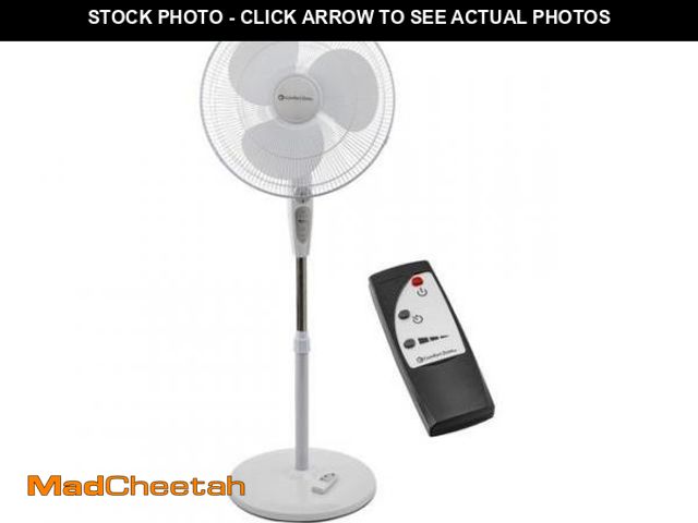 Lot 74-12143462 - Comfort Zone 18  Oscillating Pedestal Fan with Remote Control  3 Speeds  Adjustable Height &amp; Til...