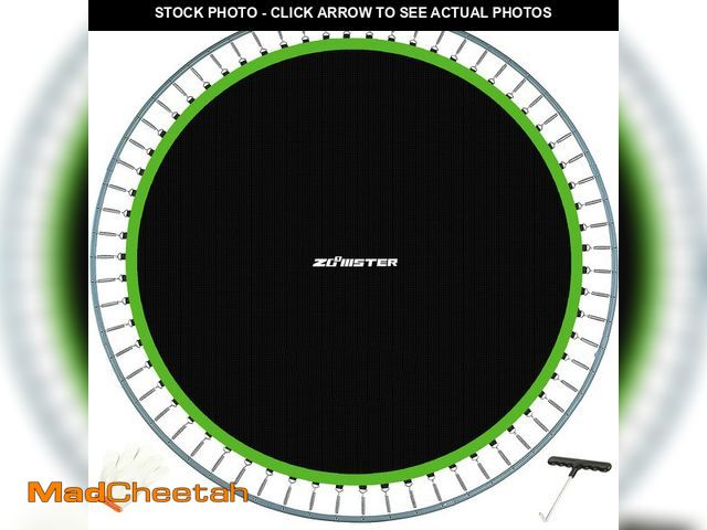 Lot 74-13632441 - Zoomster Replacement Jumping Mat, Fits 15 ft Round Trampoline Frame with 96 V-Hooks, Using 7" Spring...