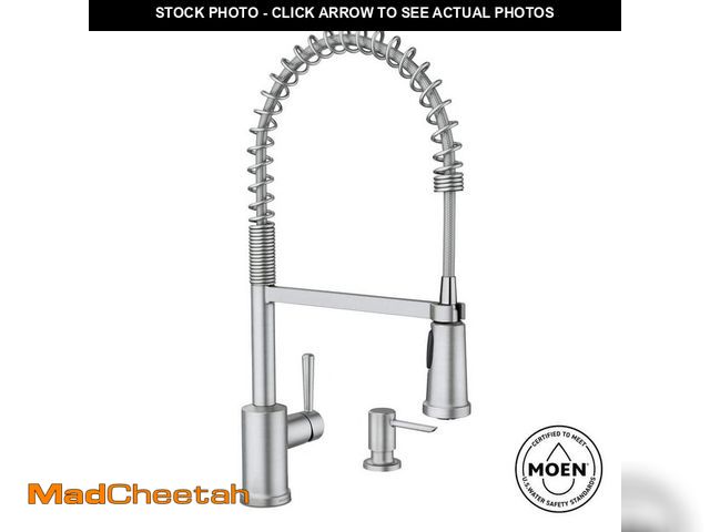 Lot 74-13039300 - MOEN Indi Single-Handle Pre-Rinse Spring Pulldown Sprayer Kitchen Faucet with Power Clean in Spot Re...
