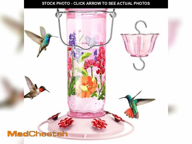 Lot 74-14336072 - Kingsyard Hummingbird Feeder for Outdoor Hanging - Charming Patterned Glass Humming Bird Feeder with...
