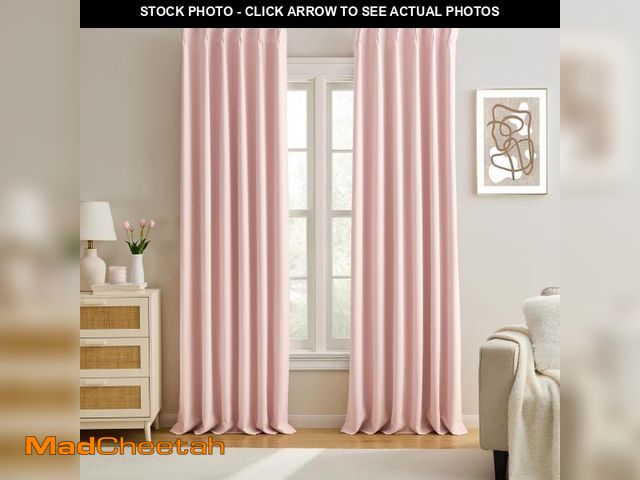 Lot 74-12116732 - KEQIAOSUOCAI Baby Pink Room Darkening Curtains, Pinch Pleat with Hooks, Modern Design Light Reducing...
