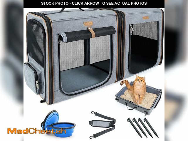 Lot 74-13710016 - Lekereise 2-in-1 Cat Travel Carrier with Litter Box, (20.85" x2) x19.7"x19.7" Large Cat Carrier with...