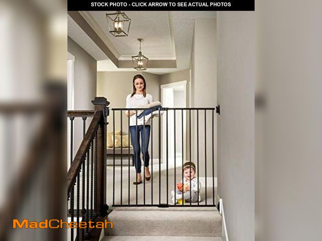 Lot 74-12366280 - Regalo 2-in-1 Extra Tall Easy Swing Stairway and Hallway Walk Through Baby Gate, Black 1 Count (Pack...