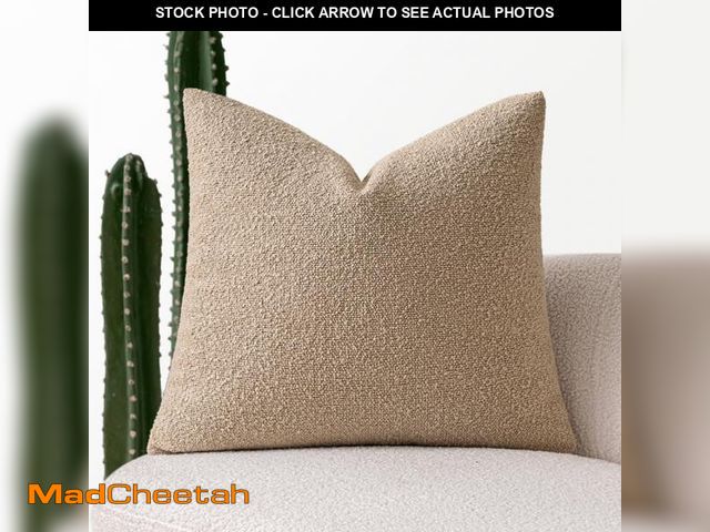 Lot 74-11553749 - MIULEE Textured Boucle Throw Pillow Cover Khaki Accent Solid Lumbar Pillow Case Decorative Soft Pack...