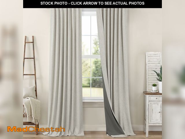Lot 74-13951821 - Linen Blackout Curtains 84 Inch Length 2 Panels Set for Living Room Bedroom Back Tab Thermal Insulat...