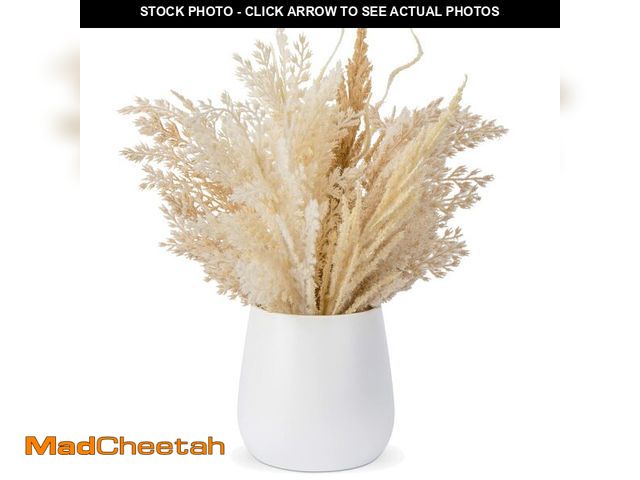 Lot 74-12711771 - Faux Pampas Grass with Vase, Artificial Pampas Grass Flowers Bouquet Plant Fluffy Boho Home Decor Fa...