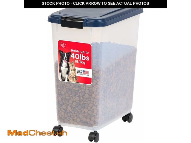 Lot 74-12827873 - IRIS USA Airtight Dog Food Storage Container, Up to 40 lbs, Attachable Wheels, For Dog Cat Bird and ...