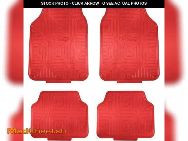Lot 74-12633001 - FH Group Automotive Floor Mats - Heavy-Duty Red Metallic Rubber Floor Mats for Cars, Universal Fit F...