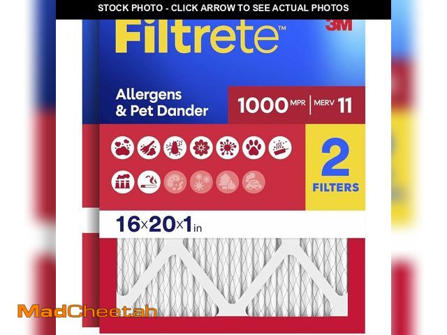 Lot 74-13844527 - Filtrete 16x20x1 AC Furnace Air Filter, MERV 11, MPR 1000, Micro Allergen Defense, 3-Month Pleated 1...