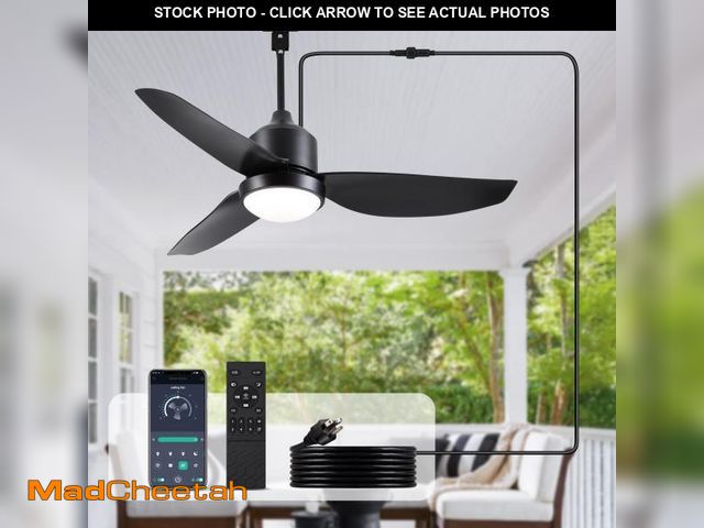 Lot 74-12048178 - BZX Waterproof Outdoor Ceiling-Fan with Light - 42" Modern Ceiling Fans with 3 Colors LED Light, App...