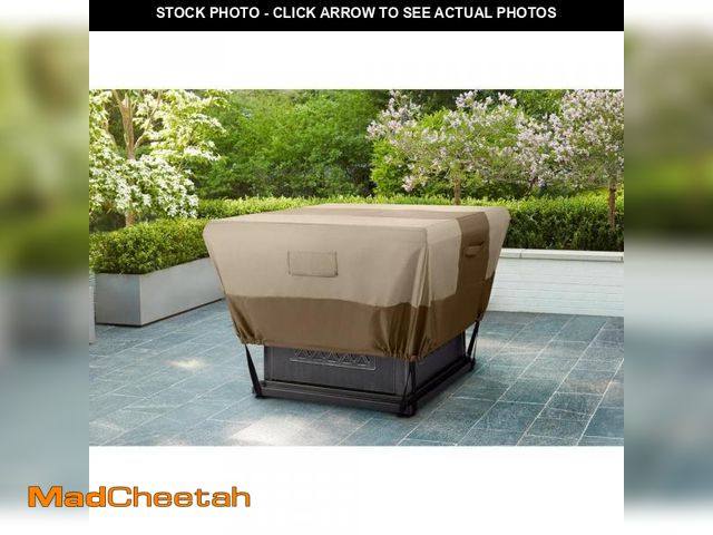 Lot 74-12516859 - Hampton Bay 35.25 in. L x 35.25 in. W x 18 in. H Beige Patio Square Fire Pit Cover - UNUSED