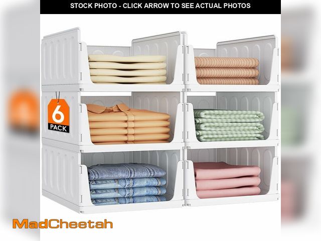 Lot 74-14061610 - Lifewit 6 Pack Stackable Closet Organizers and Storage Basket for Clothes, Plastic Sweater Storage B...