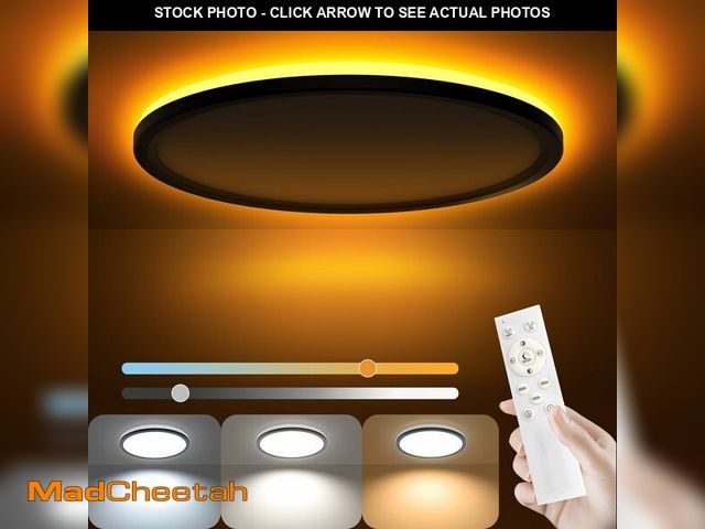 Lot 74-14144440 - AmazeFan 12Inch LED Flush Mount Ceiling Light with Remote Control, Dimmable Night Light 1800K 3000K/...