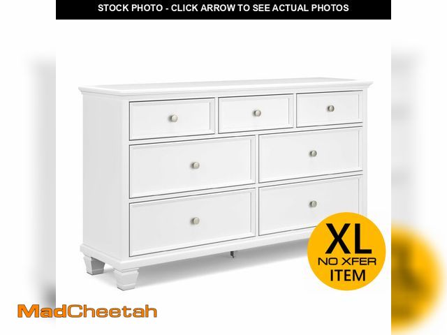 Lot 74-13120714 - Signature Design by Ashley Fortman Casual Dresser with 7 Storage Drawers and Tapered Feet, Round Met...