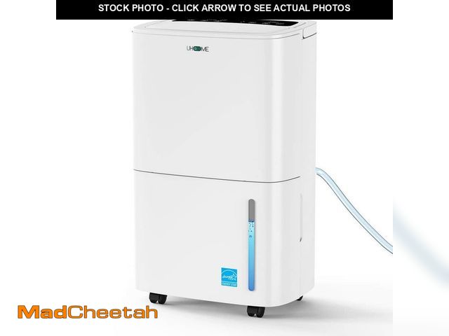 Lot 74-12663319 - Edendirect 120 pt. 6,000 sq. ft. Dehumidifier in. White with Large Bucket and Drain Hose for Basemen...