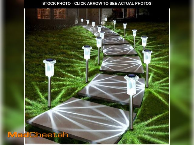 Lot 74-14058487 - DenicMic Solar Lights Outdoor 10 Pack Waterproof 6000K Cold White LED Stainless Steel Stake Outside ...