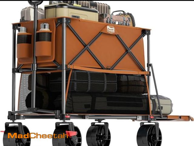 Lot 74-12353160 - TIMBER RIDGE 400L Large Capacity Folding Double Decker Wagon with Brakes, 54" Extra Long Extender Wa...