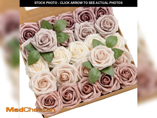 Lot 74-12714185 - Ling's Moment Artificial Flowers, 25Pcs 3" Roses in Dusty Mauve Shades, Realistic DIY Foam Floral Fi...