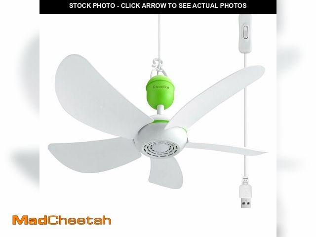 Lot 74-14271898 - Roodike 17" Portable USB Ceiling Fan for Camping Tent Outdoor Gazebo RV Cruise, 13.2 Ft Long Cord wi...