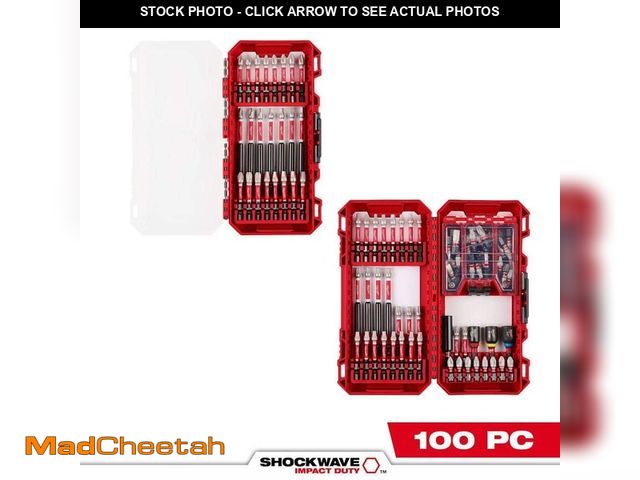 Lot 74-14193177 - Milwaukee SHOCKWAVE Impact-Duty Alloy Steel Screw Driver Bit Set (100-Piece) - UNUSED